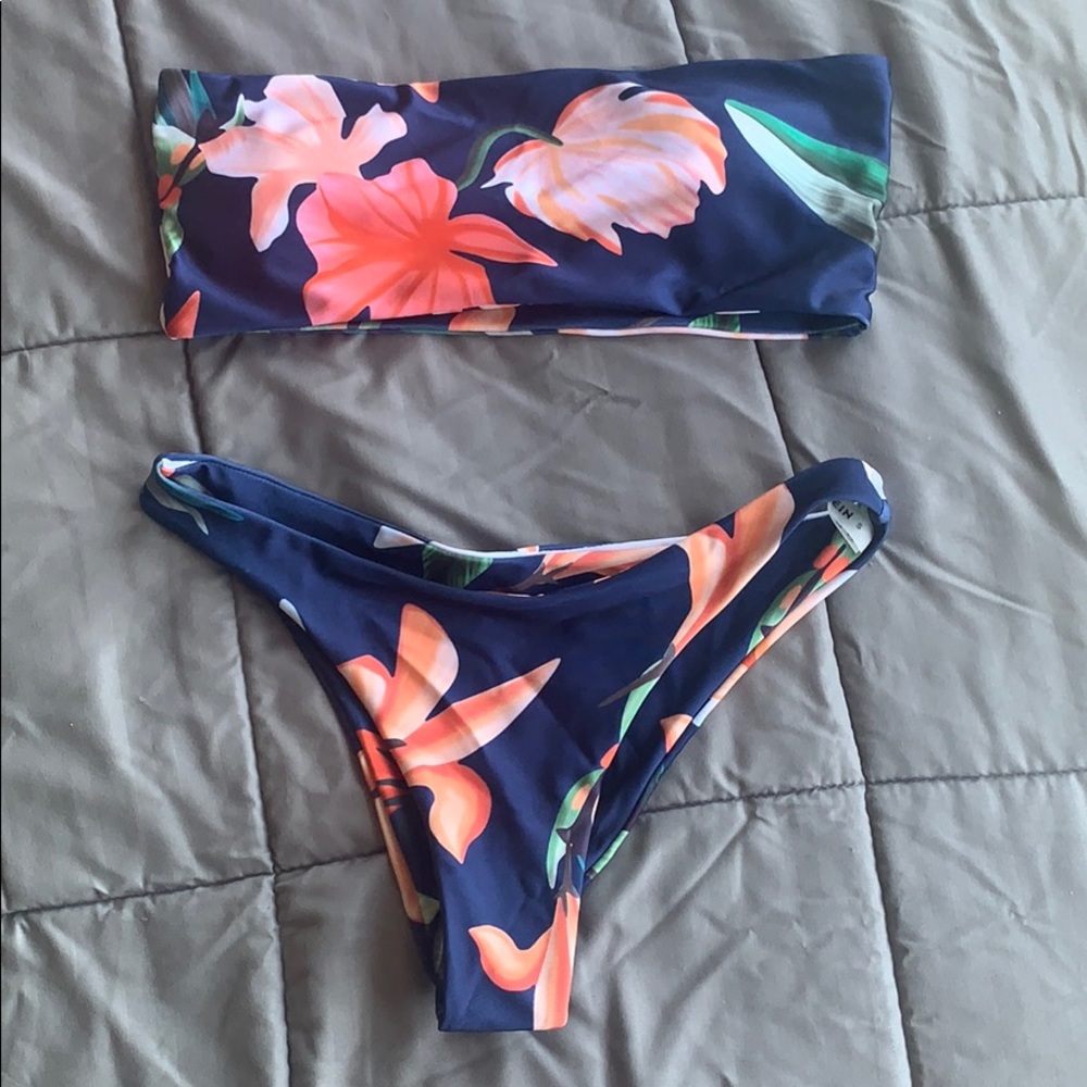 Navy Floral Bikini Set